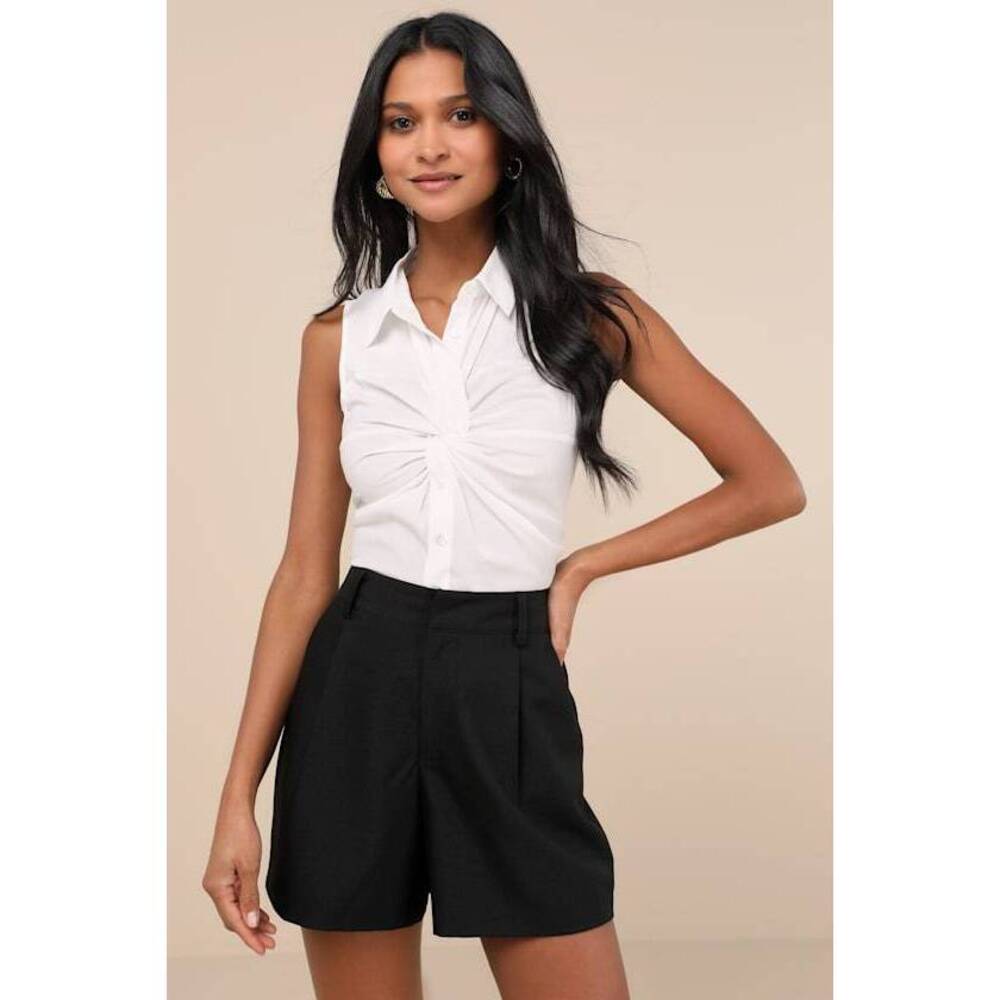 Lulus Refined Impression Black High-waisted Shorts - Size XL